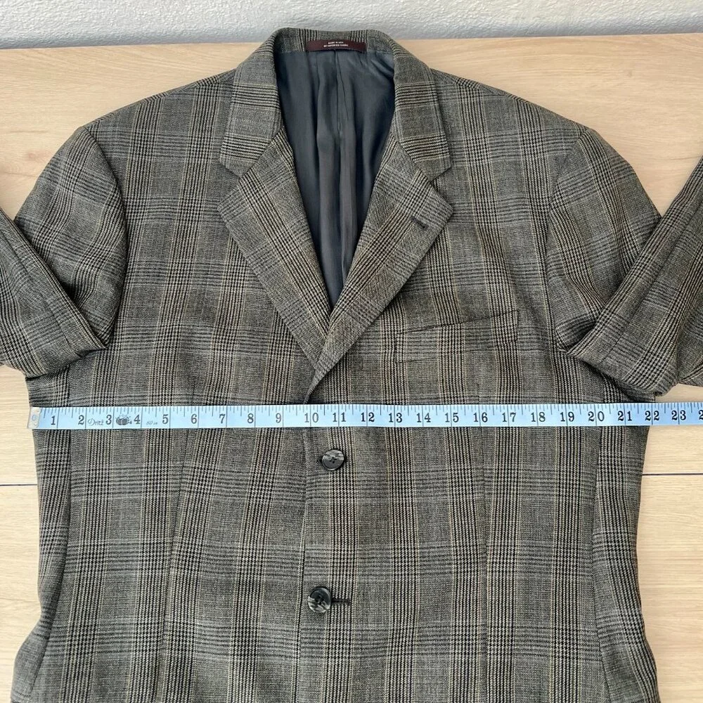 Joseph Abboud American Soft 100% Wool 3-Button Sport Coat Glen Plaid Check 42L